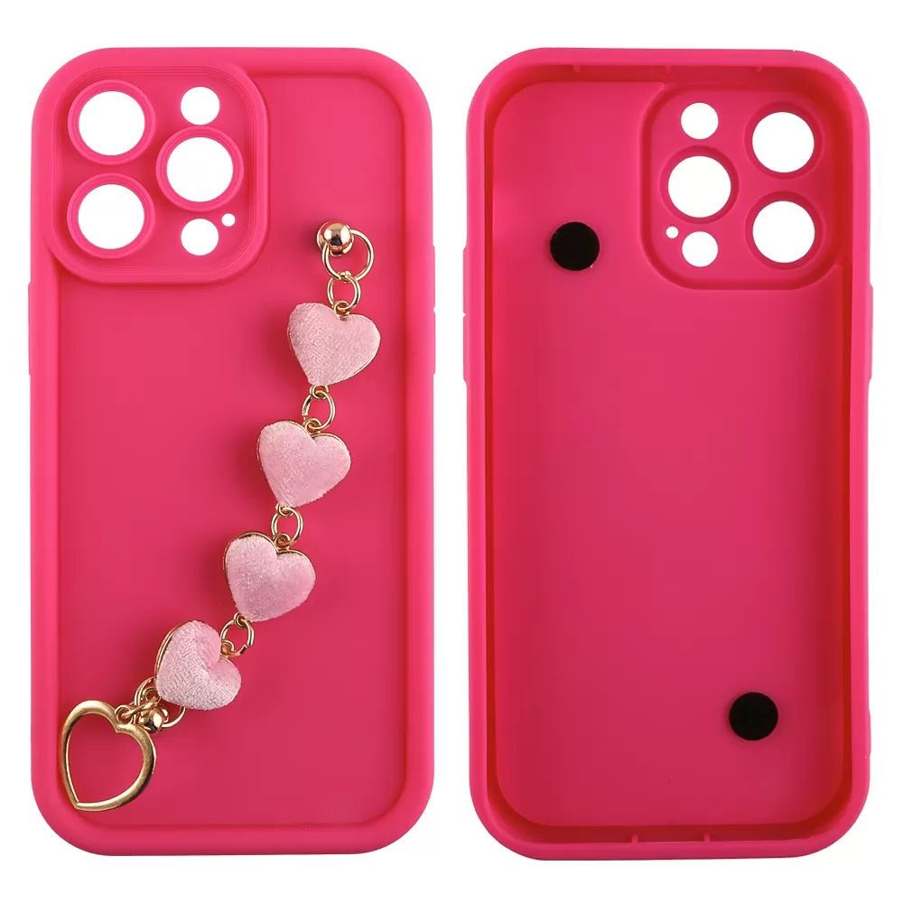 VOLTE-TEL ΘΗΚΗ IPHONE 14 PRO MAX 6.7" SILICON TPU WITH STRAP FULL CAMERA PROTECTION PINK WITH PINK HEARTS - Image 3