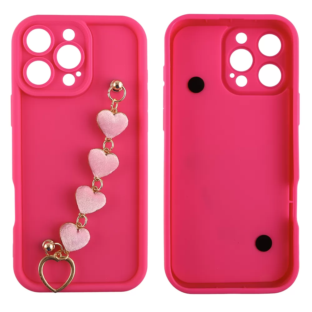 VOLTE-TEL ΘΗΚΗ IPHONE 16 PRO MAX 6.9" SILICON TPU WITH STRAP FULL CAMERA PROTECTION PINK WITH PINK HEARTS - Image 3