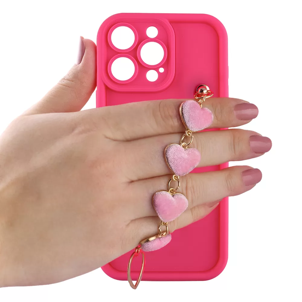 VOLTE-TEL ΘΗΚΗ IPHONE 16 PRO 6.3" SILICON TPU WITH STRAP FULL CAMERA PROTECTION PINK WITH PINK HEARTS - Image 5