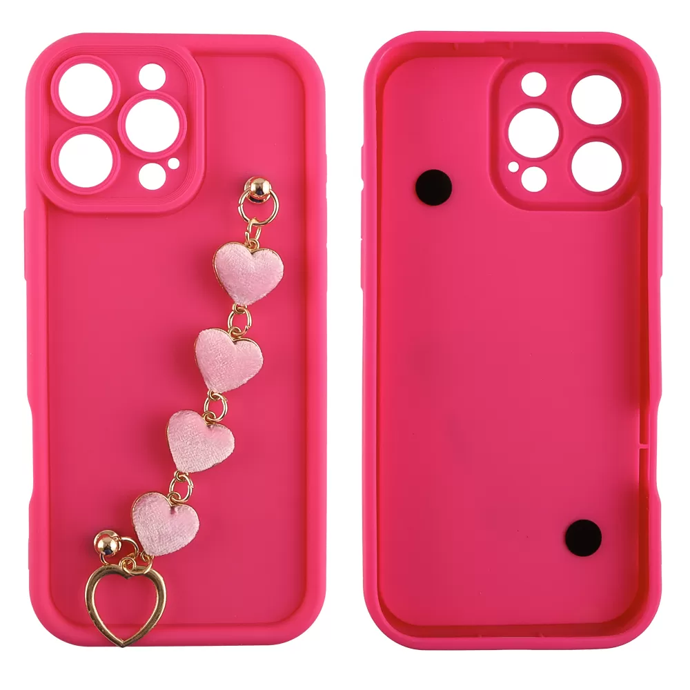 VOLTE-TEL ΘΗΚΗ IPHONE 16 PRO 6.3" SILICON TPU WITH STRAP FULL CAMERA PROTECTION PINK WITH PINK HEARTS - Image 3