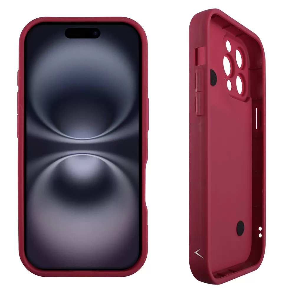 VOLTE-TEL ΘΗΚΗ IPHONE 16 6.1" SILICON TPU WITH STRAP FULL CAMERA PROTECTION BURGUNDY WITH RED HEARTS - Image 4