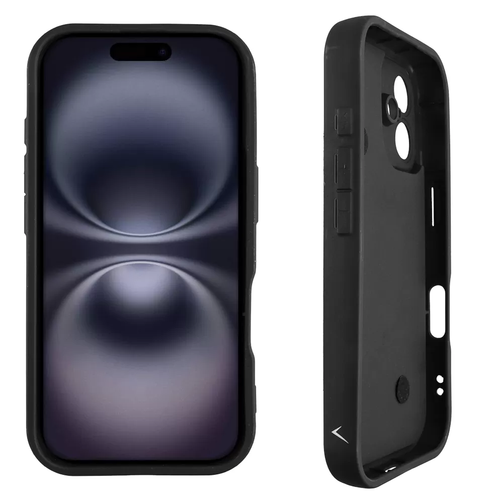 VOLTE-TEL ΘΗΚΗ IPHONE 16 6.1" SILICON TPU WITH STRAP FULL CAMERA PROTECTION BLACK WITH BLACK HEARTS - Image 4