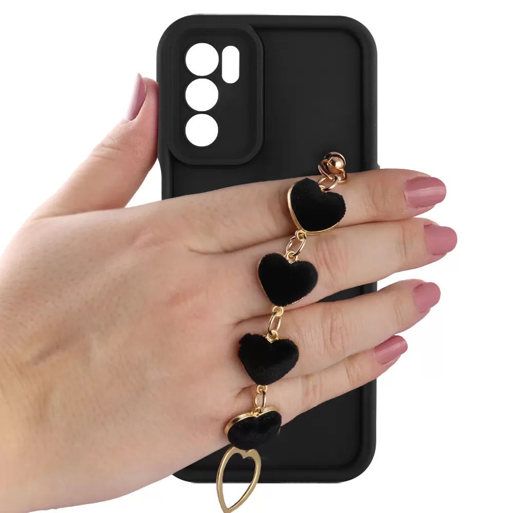 VOLTE-TEL ΘΗΚΗ SAMSUNG A16 4G A165/A16 5G A166 6.7" SILICON TPU WITH STRAP FULL CAMERA PROTECTION BLACK WITH BLACK HEARTS - Image 5