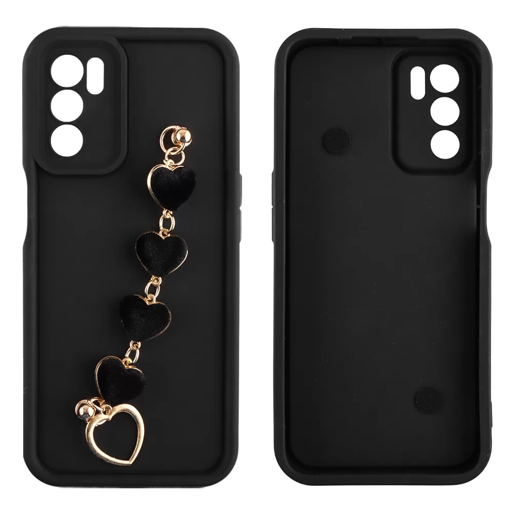 VOLTE-TEL ΘΗΚΗ SAMSUNG A16 4G A165/A16 5G A166 6.7" SILICON TPU WITH STRAP FULL CAMERA PROTECTION BLACK WITH BLACK HEARTS - Image 3