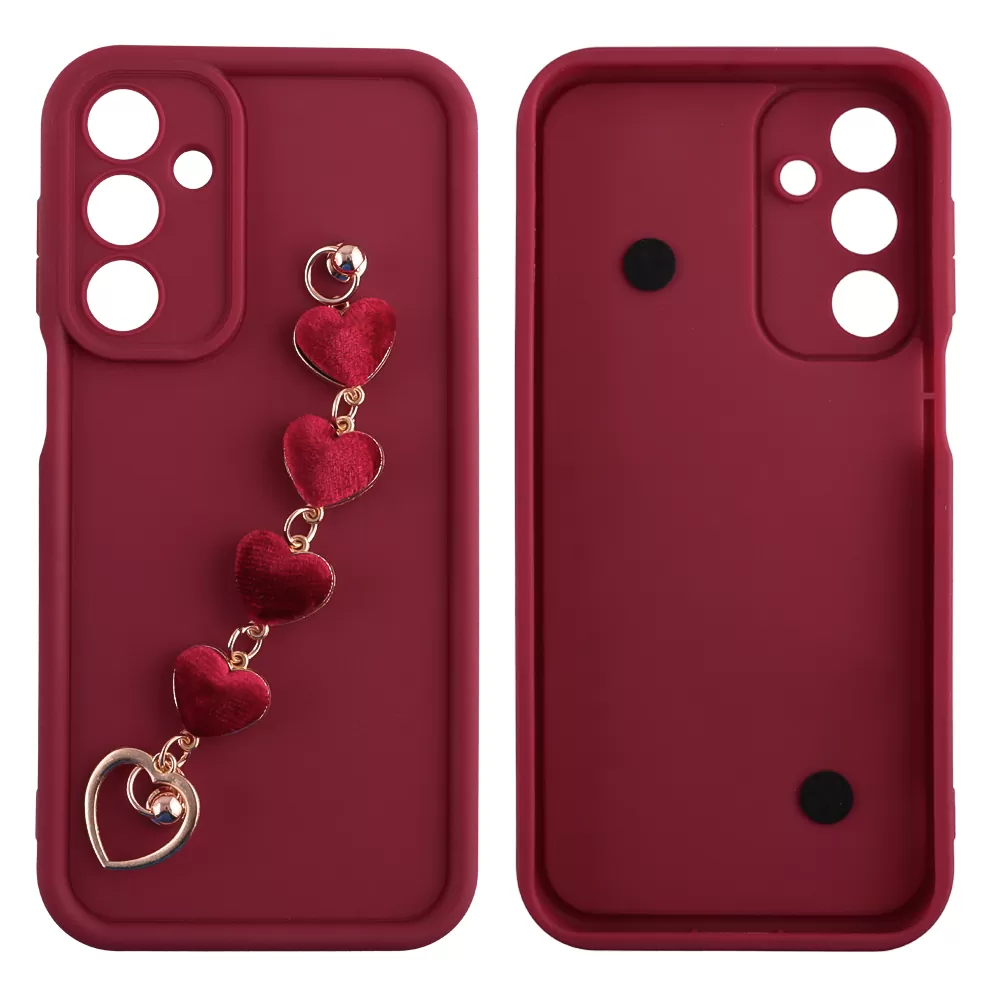 VOLTE-TEL ΘΗΚΗ SAMSUNG A16 4G A165/A16 5G A166 6.7" SILICON TPU WITH STRAP FULL CAMERA PROTECTION BURGUNDY WITH RED HEARTS - Image 3