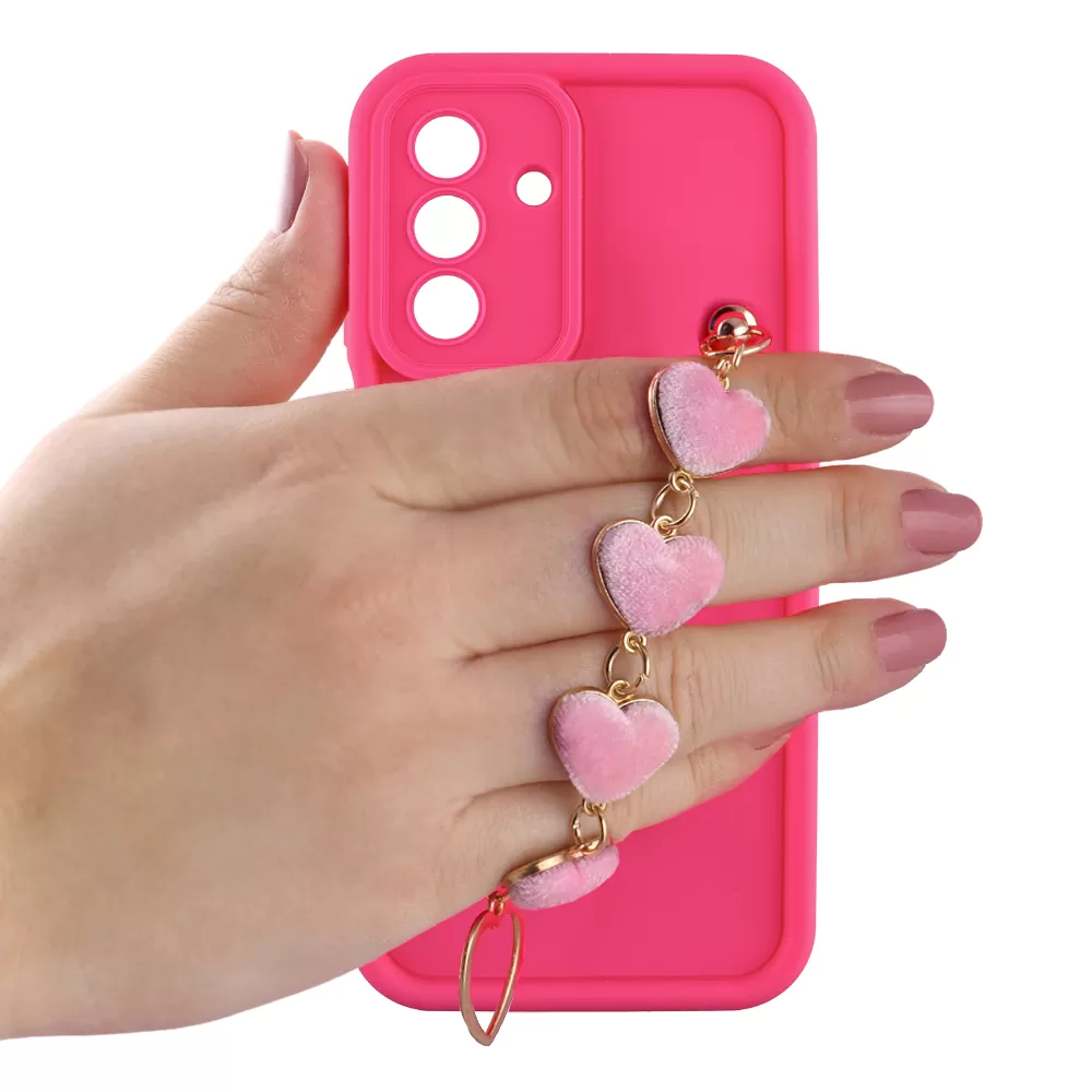 VOLTE-TEL ΘΗΚΗ SAMSUNG A16 4G A165/A16 5G A166 6.7" SILICON TPU WITH STRAP FULL CAMERA PROTECTION PINK WITH PINK HEARTS - Image 5