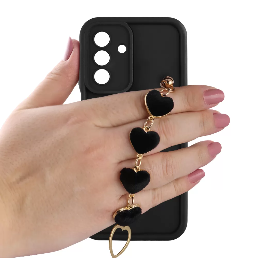 VOLTE-TEL ΘΗΚΗ SAMSUNG A26 5G A266 6.64" SILICON TPU WITH STRAP FULL CAMERA PROTECTION BLACK WITH BLACK HEARTS - Image 5