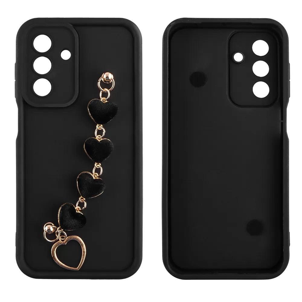 VOLTE-TEL ΘΗΚΗ SAMSUNG A26 5G A266 6.64" SILICON TPU WITH STRAP FULL CAMERA PROTECTION BLACK WITH BLACK HEARTS - Image 3