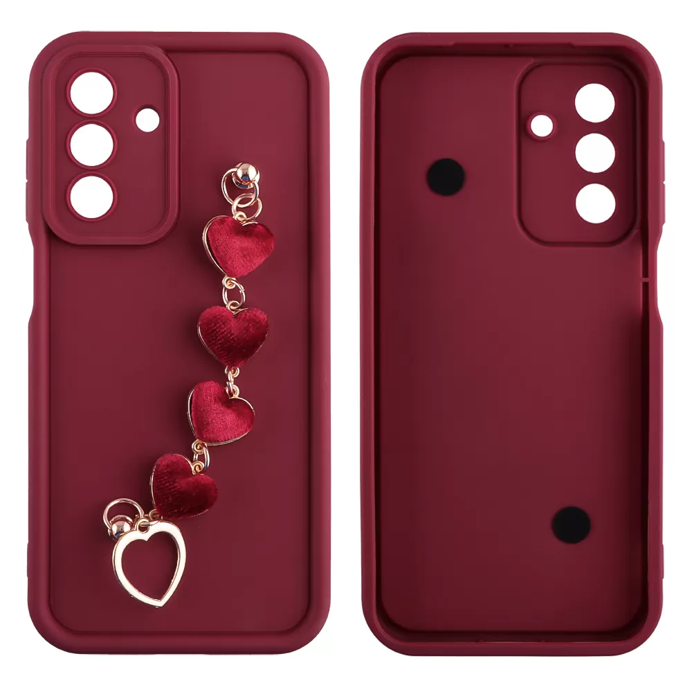 VOLTE-TEL ΘΗΚΗ SAMSUNG A26 5G A266 6.64" SILICON TPU WITH STRAP FULL CAMERA PROTECTION BURGUNDY WITH RED HEARTS - Image 3