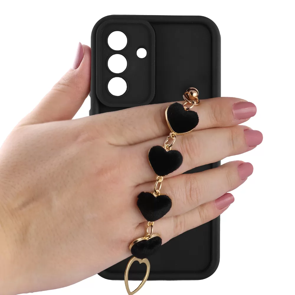 VOLTE-TEL ΘΗΚΗ SAMSUNG A36 5G A366 6.7" SILICON TPU WITH STRAP FULL CAMERA PROTECTION BLACK WITH BLACK HEARTS - Image 5