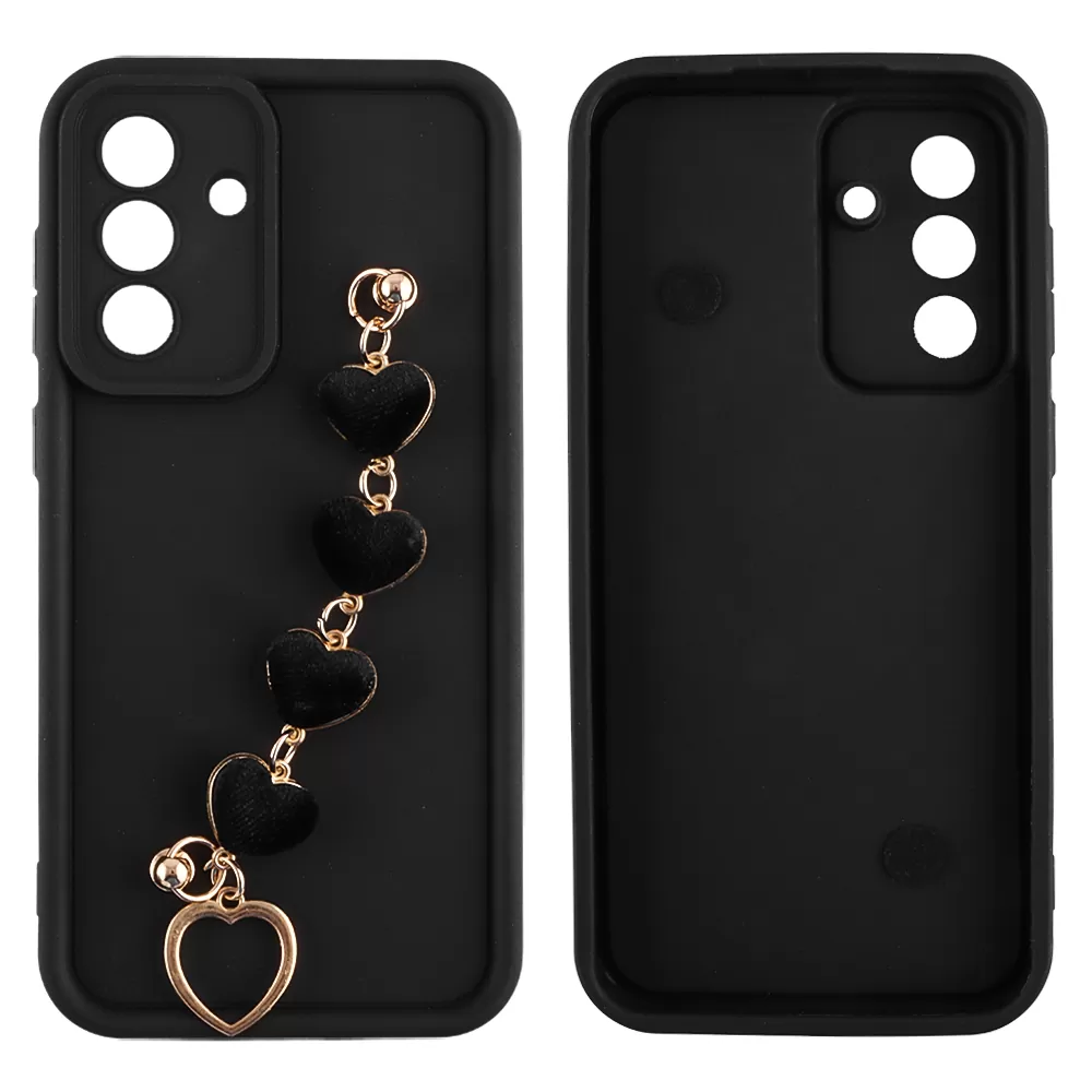 VOLTE-TEL ΘΗΚΗ SAMSUNG A36 5G A366 6.7" SILICON TPU WITH STRAP FULL CAMERA PROTECTION BLACK WITH BLACK HEARTS - Image 3