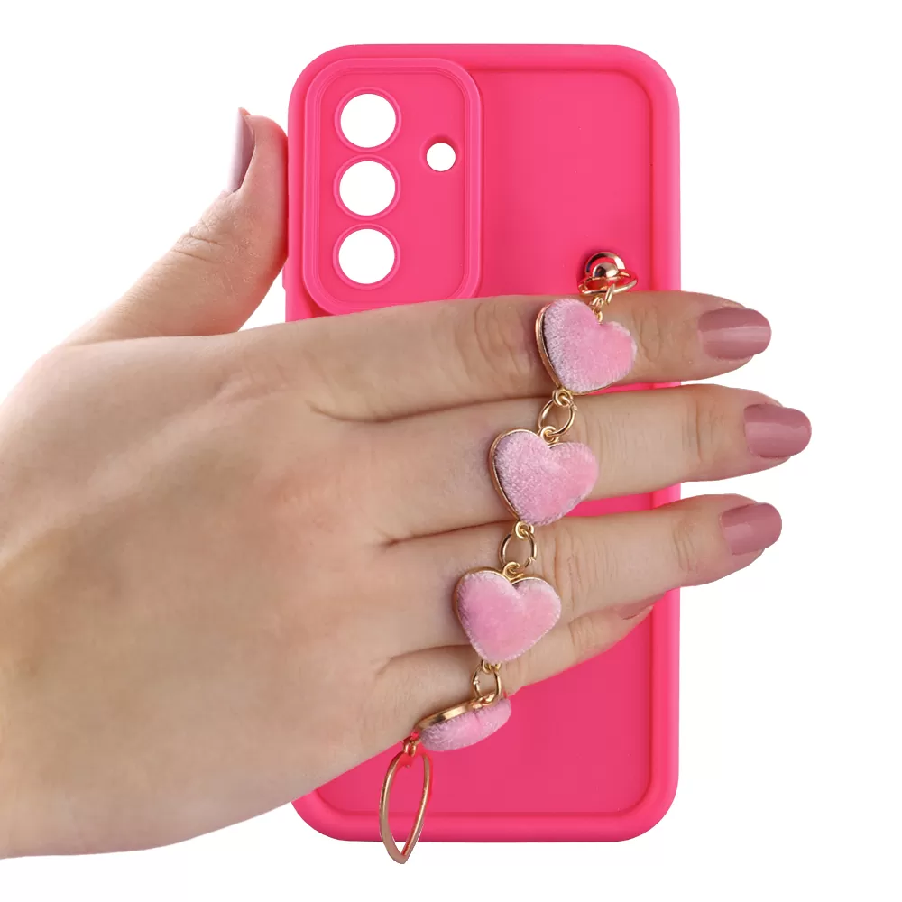 VOLTE-TEL ΘΗΚΗ SAMSUNG A36 5G A366 6.7" SILICON TPU WITH STRAP FULL CAMERA PROTECTION PINK WITH PINK HEARTS - Image 5
