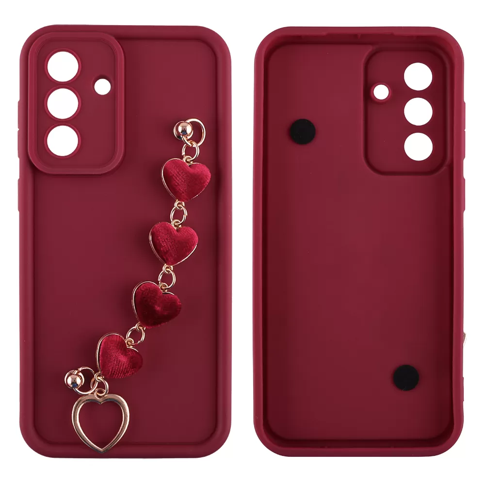 VOLTE-TEL ΘΗΚΗ SAMSUNG A56 5G A566 6.7" SILICON TPU WITH STRAP FULL CAMERA PROTECTION BURGUNDY WITH RED HEARTS - Image 3