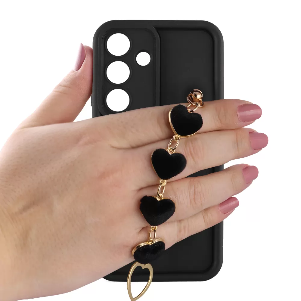 VOLTE-TEL ΘΗΚΗ SAMSUNG S25 5G S931 6.2" SILICON TPU WITH STRAP FULL CAMERA PROTECTION BLACK WITH BLACK HEARTS - Image 5