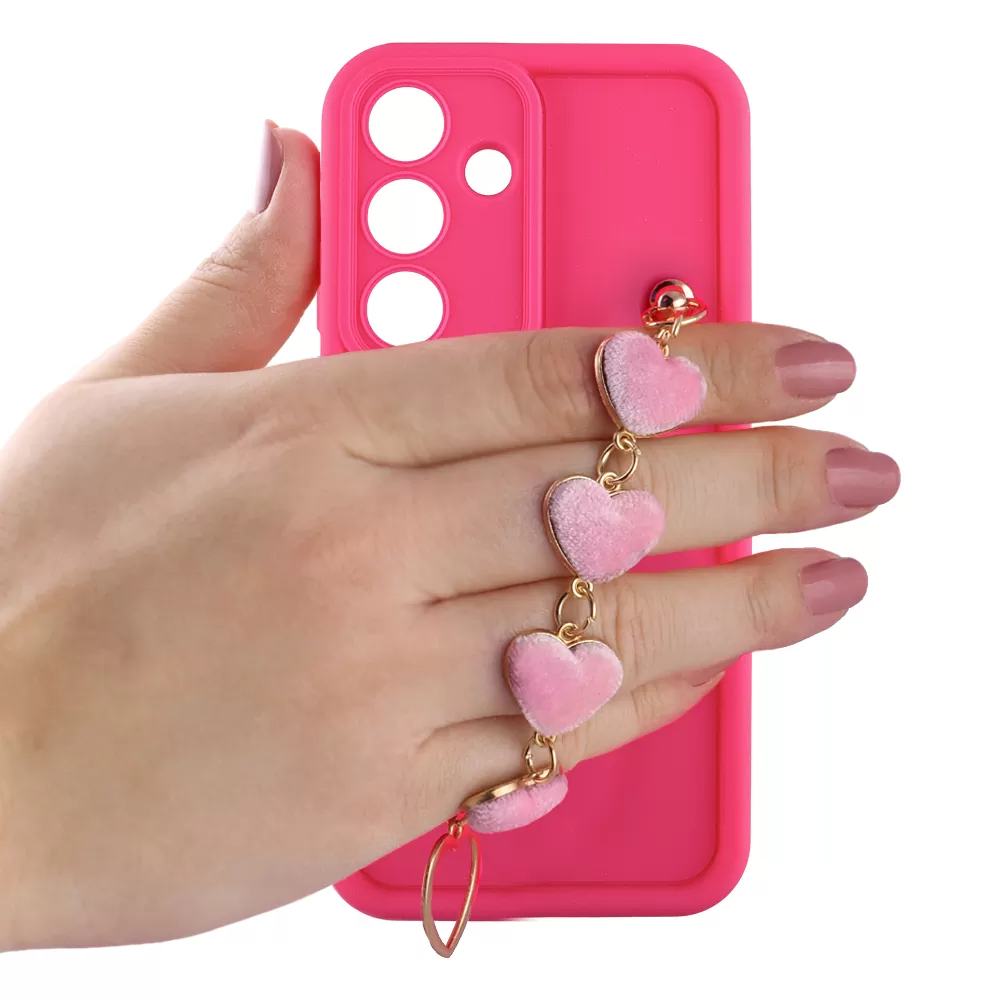 VOLTE-TEL ΘΗΚΗ SAMSUNG S25 5G S931 6.2" SILICON TPU WITH STRAP FULL CAMERA PROTECTION PINK WITH PINK HEARTS - Image 5
