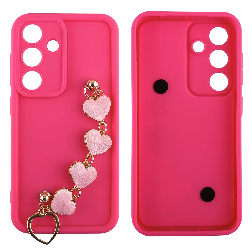 VOLTE-TEL ΘΗΚΗ SAMSUNG S25 5G S931 6.2" SILICON TPU WITH STRAP FULL CAMERA PROTECTION PINK WITH PINK HEARTS - Image 3