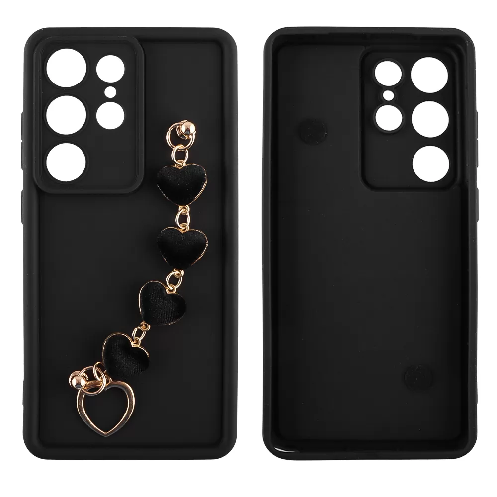 VOLTE-TEL ΘΗΚΗ SAMSUNG S25 ULTRA 5G S938 6.9" SILICON TPU WITH STRAP FULL CAMERA PROTECTION BLACK WITH BLACK HEARTS - Image 3
