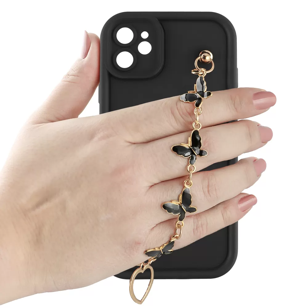 VOLTE-TEL ΘΗΚΗ IPHONE 11 6.1" SILICON TPU WITH STRAP FULL CAMERA PROTECTION BLACK WITH BLACK BUTTERFLIES - Image 5