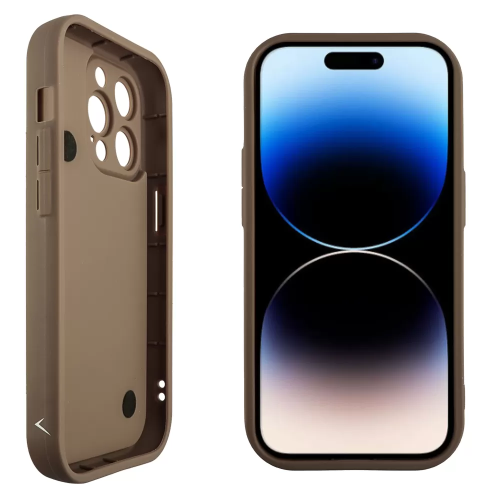 VOLTE-TEL ΘΗΚΗ IPHONE 14 PRO 6.1" SILICON TPU WITH STRAP FULL CAMERA PROTECTION BROWN WITH WHITE BUTTERFLIES - Image 4