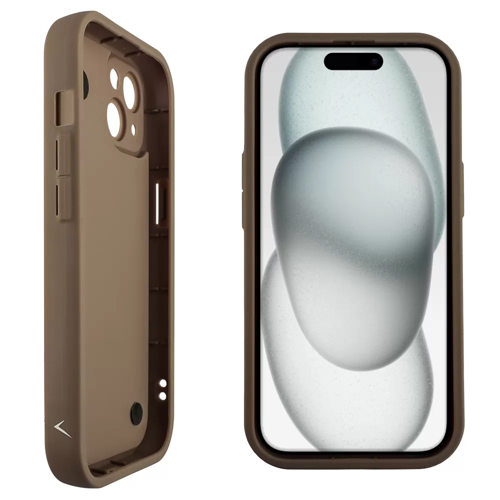 VOLTE-TEL ΘΗΚΗ IPHONE 15 6.1" SILICON TPU WITH STRAP FULL CAMERA PROTECTION BROWN WITH WHITE BUTTERFLIES - Image 4