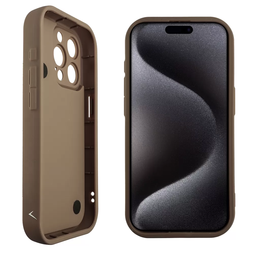 VOLTE-TEL ΘΗΚΗ IPHONE 15 PRO 6.1" SILICON TPU WITH STRAP FULL CAMERA PROTECTION BROWN WITH WHITE BUTTERFLIES - Image 4