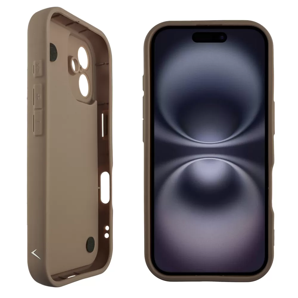 VOLTE-TEL ΘΗΚΗ IPHONE 16 6.1" SILICON TPU WITH STRAP FULL CAMERA PROTECTION BROWN WITH WHITE BUTTERFLIES - Image 4