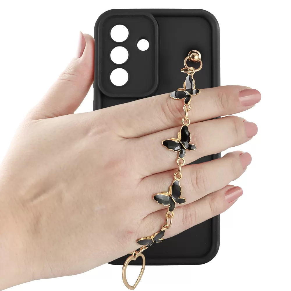 VOLTE-TEL ΘΗΚΗ SAMSUNG A36 5G A366 6.7" SILICON TPU WITH STRAP FULL CAMERA PROTECTION BLACK WITH BLACK BUTTERFLIES - Image 5