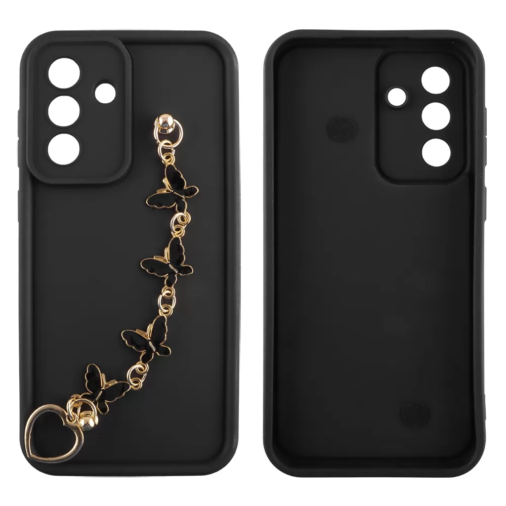 VOLTE-TEL ΘΗΚΗ SAMSUNG A36 5G A366 6.7" SILICON TPU WITH STRAP FULL CAMERA PROTECTION BLACK WITH BLACK BUTTERFLIES - Image 3