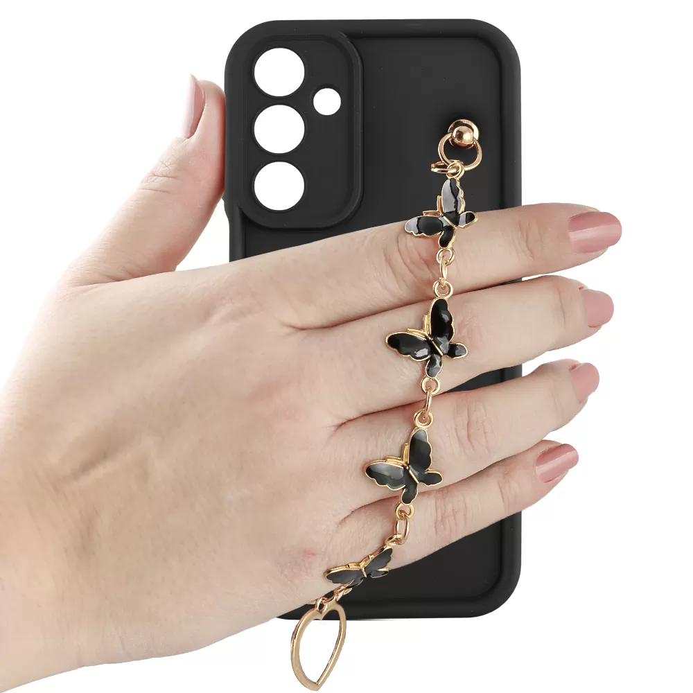 VOLTE-TEL ΘΗΚΗ SAMSUNG A56 5G A566 6.7" SILICON TPU WITH STRAP FULL CAMERA PROTECTION BLACK WITH BLACK BUTTERFLIES - Image 5
