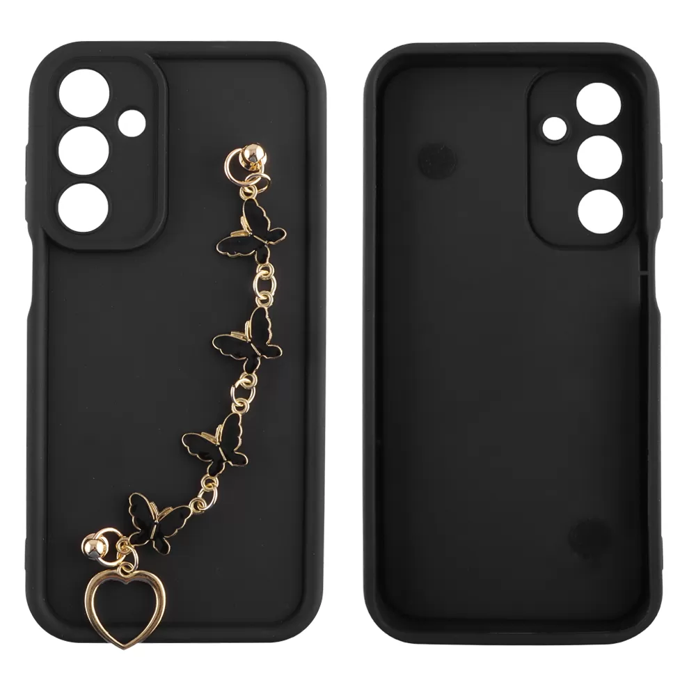 VOLTE-TEL ΘΗΚΗ SAMSUNG A56 5G A566 6.7" SILICON TPU WITH STRAP FULL CAMERA PROTECTION BLACK WITH BLACK BUTTERFLIES - Image 3