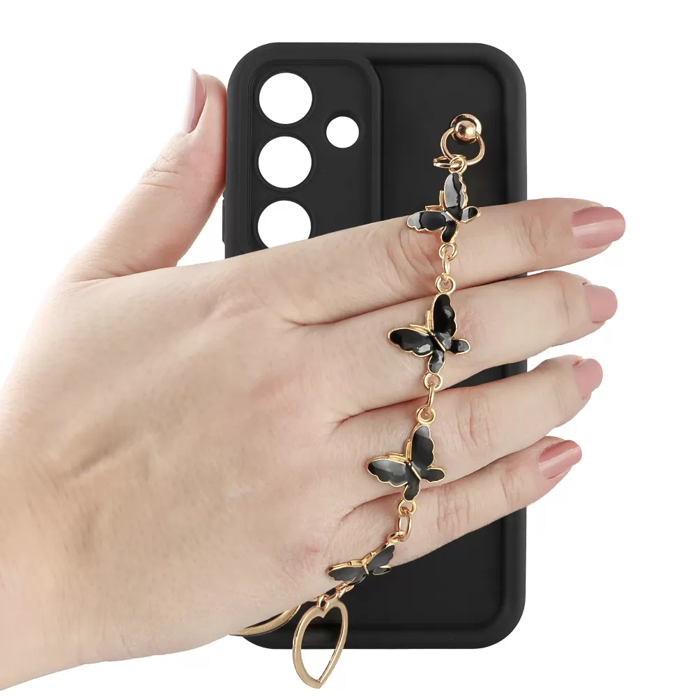 VOLTE-TEL ΘΗΚΗ SAMSUNG S25 5G S931 6.2" SILICON TPU WITH STRAP FULL CAMERA PROTECTION BLACK WITH BLACK BUTTERFLIES - Image 5