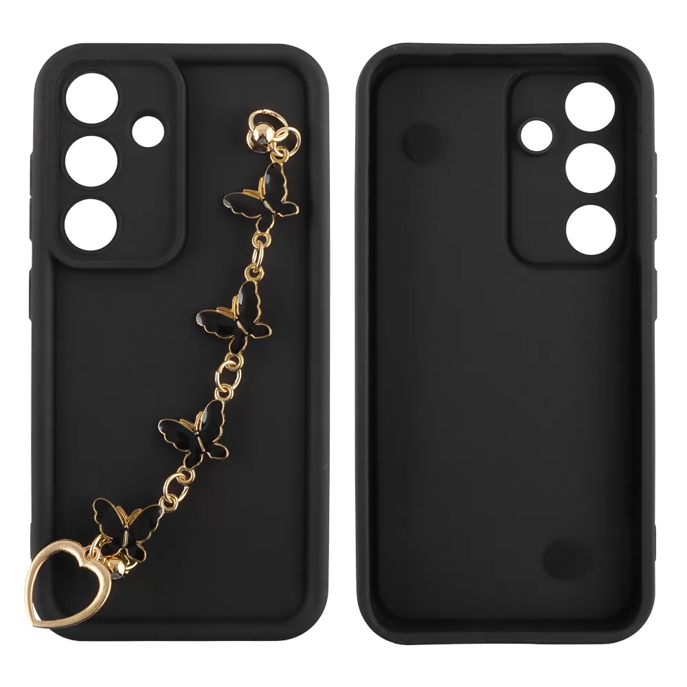 VOLTE-TEL ΘΗΚΗ SAMSUNG S25 5G S931 6.2" SILICON TPU WITH STRAP FULL CAMERA PROTECTION BLACK WITH BLACK BUTTERFLIES - Image 3