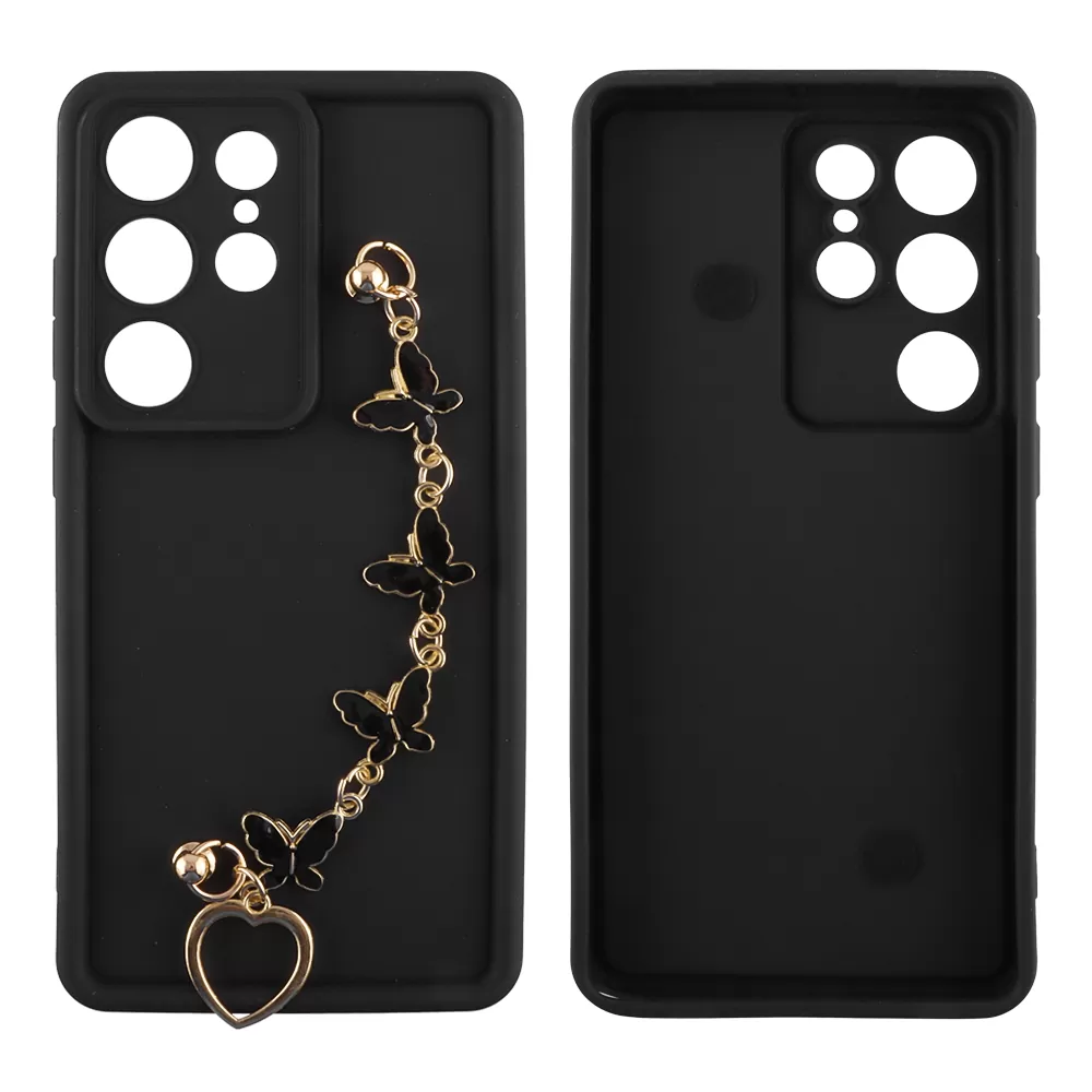 VOLTE-TEL ΘΗΚΗ SAMSUNG S25 ULTRA 5G S938 6.9" SILICON TPU WITH STRAP FULL CAMERA PROTECTION BLACK WITH BLACK BUTTERFLIES - Image 3
