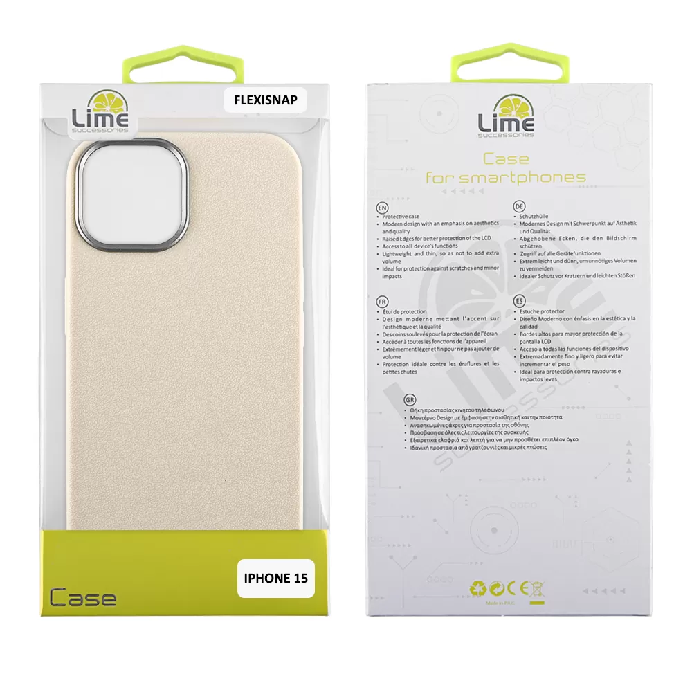 LIME ΘΗΚΗ IPHONE 15 6.1" FLEXISNAP TPU CAMERA GUARD OFF WHITE - Image 2