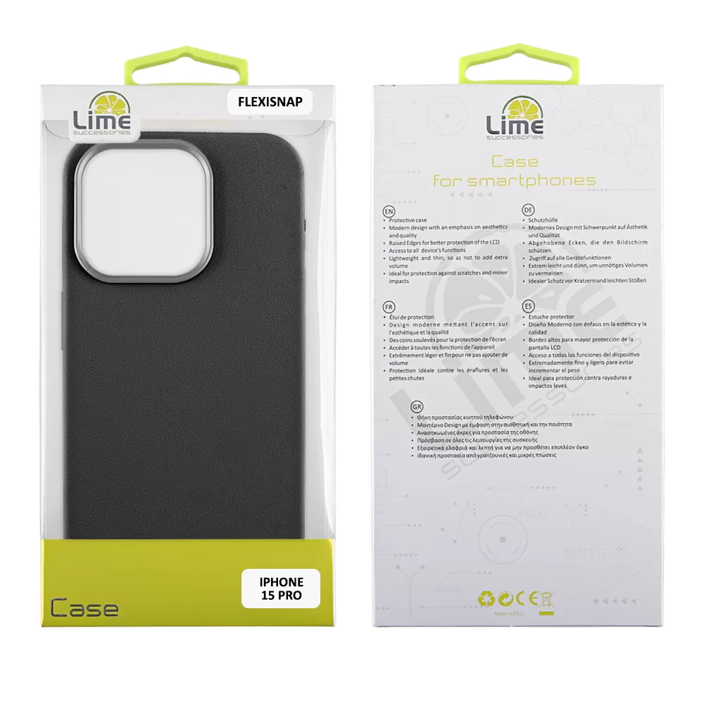 LIME ΘΗΚΗ IPHONE 15 PRO 6.1" FLEXISNAP TPU CAMERA GUARD BLACK - Image 2