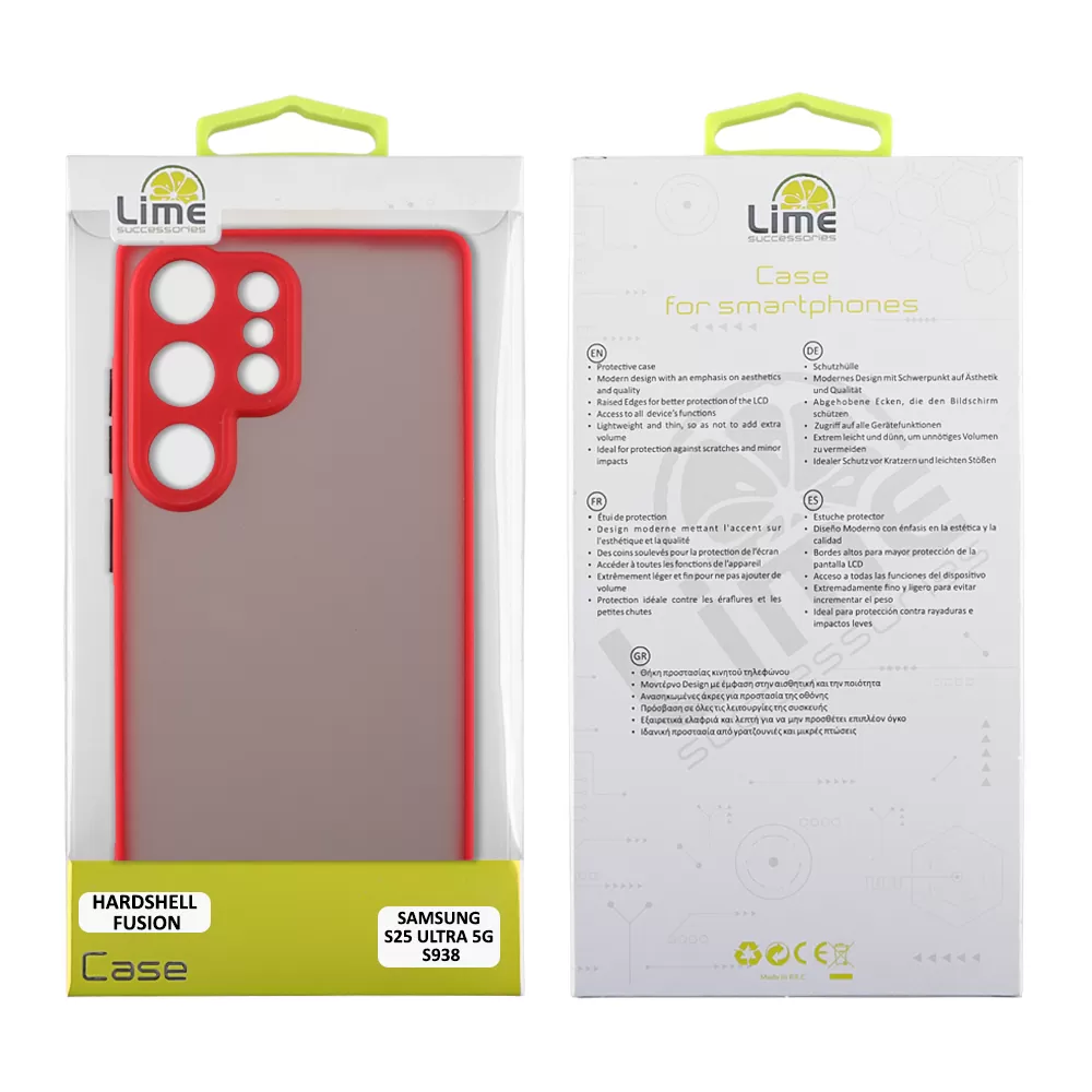 LIME ΘΗΚΗ SAMSUNG S25 ULTRA 5G S938 6.9" HARDSHELL FUSION FULL CAMERA PROTECTION RED WITH BLACK KEYS - Image 2