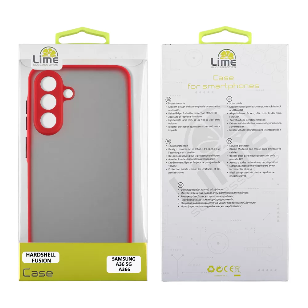 LIME ΘΗΚΗ SAMSUNG A36 5G A366 6.7" HARDSHELL FUSION FULL CAMERA PROTECTION RED WITH BLACK KEYS - Image 2