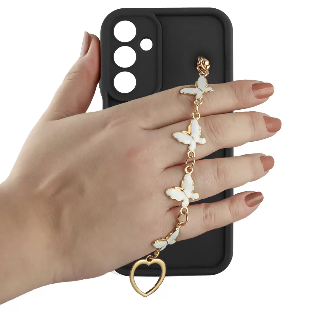 VOLTE-TEL ΘΗΚΗ SAMSUNG A56 5G A566 6.7" SILICON TPU WITH STRAP FULL CAMERA PROTECTION BLACK WITH WHITE BUTTERFLIES - Image 5