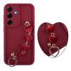VOLTE-TEL ΘΗΚΗ SAMSUNG S25 5G S931 6.2" SILICON TPU WITH STRAP FULL CAMERA PROTECTION BURGUNDY WITH RED HEARTS
