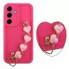 VOLTE-TEL ΘΗΚΗ SAMSUNG S25 5G S931 6.2" SILICON TPU WITH STRAP FULL CAMERA PROTECTION PINK WITH PINK HEARTS