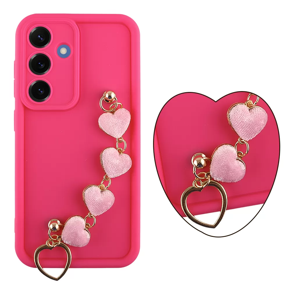 VOLTE-TEL ΘΗΚΗ SAMSUNG S25 5G S931 6.2" SILICON TPU WITH STRAP FULL CAMERA PROTECTION PINK WITH PINK HEARTS
