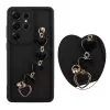 VOLTE-TEL ΘΗΚΗ SAMSUNG S25 ULTRA 5G S938 6.9" SILICON TPU WITH STRAP FULL CAMERA PROTECTION BLACK WITH BLACK HEARTS