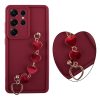 VOLTE-TEL ΘΗΚΗ SAMSUNG S25 ULTRA 5G S938 6.9" SILICON TPU WITH STRAP FULL CAMERA PROTECTION BURGUNDY WITH RED HEARTS