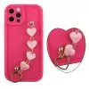 VOLTE-TEL ΘΗΚΗ IPHONE 12 PRO 6.1" SILICON TPU WITH STRAP FULL CAMERA PROTECTION PINK WITH PINK HEARTS