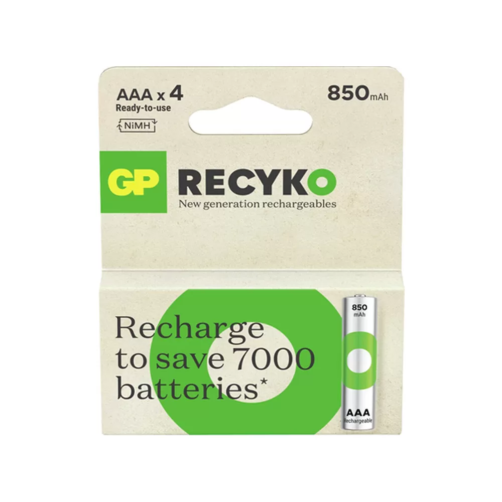 GP ΜΠΑΤΑΡΙΕΣ ΕΠΑΝΑΦΟΡΤΙΖΟΜΕΝΕΣ AAA/R03 1.2V 850mAh NIMH RECYKO READY TO USE 4/BLISTER