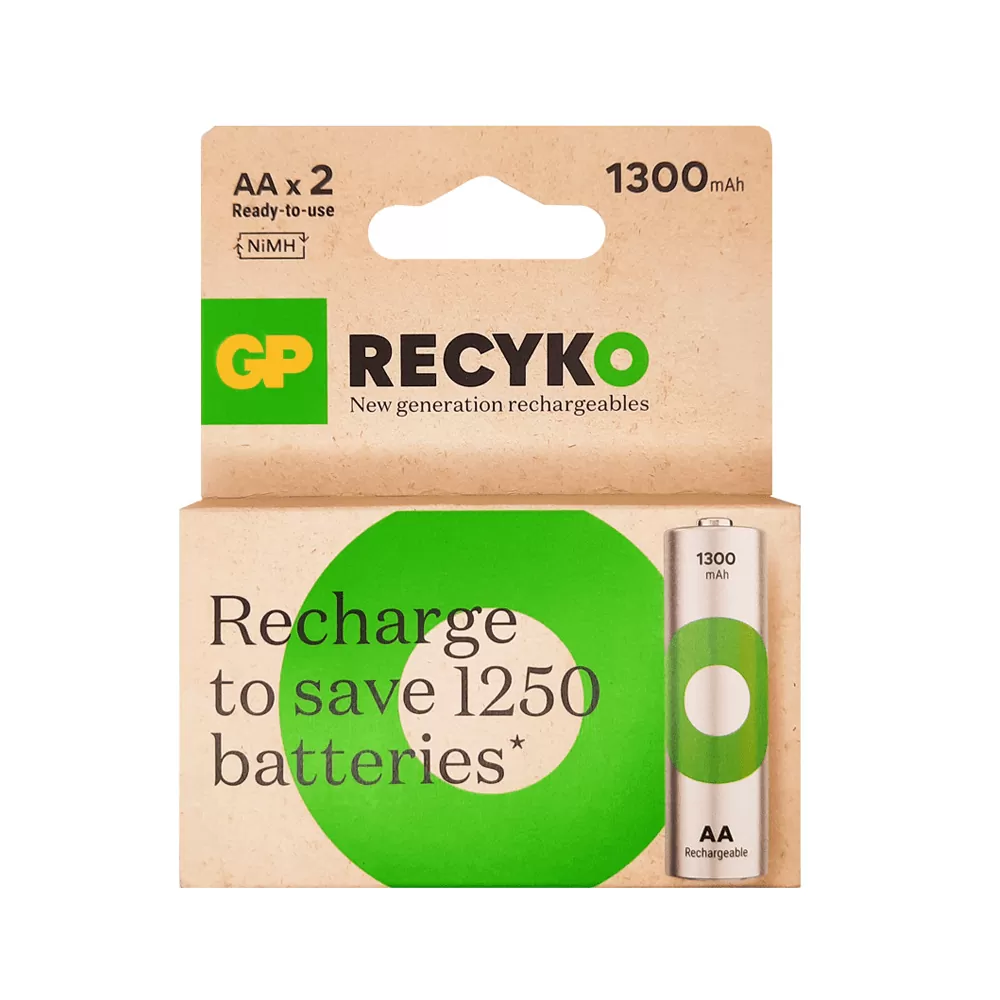 GP ΜΠΑΤΑΡΙΕΣ ΕΠΑΝΑΦΟΡΤΙΖΟΜΕΝΕΣ AA/R6 1.2V 1300mAh NIMH RECYKO READY TO USE 2/BLISTER