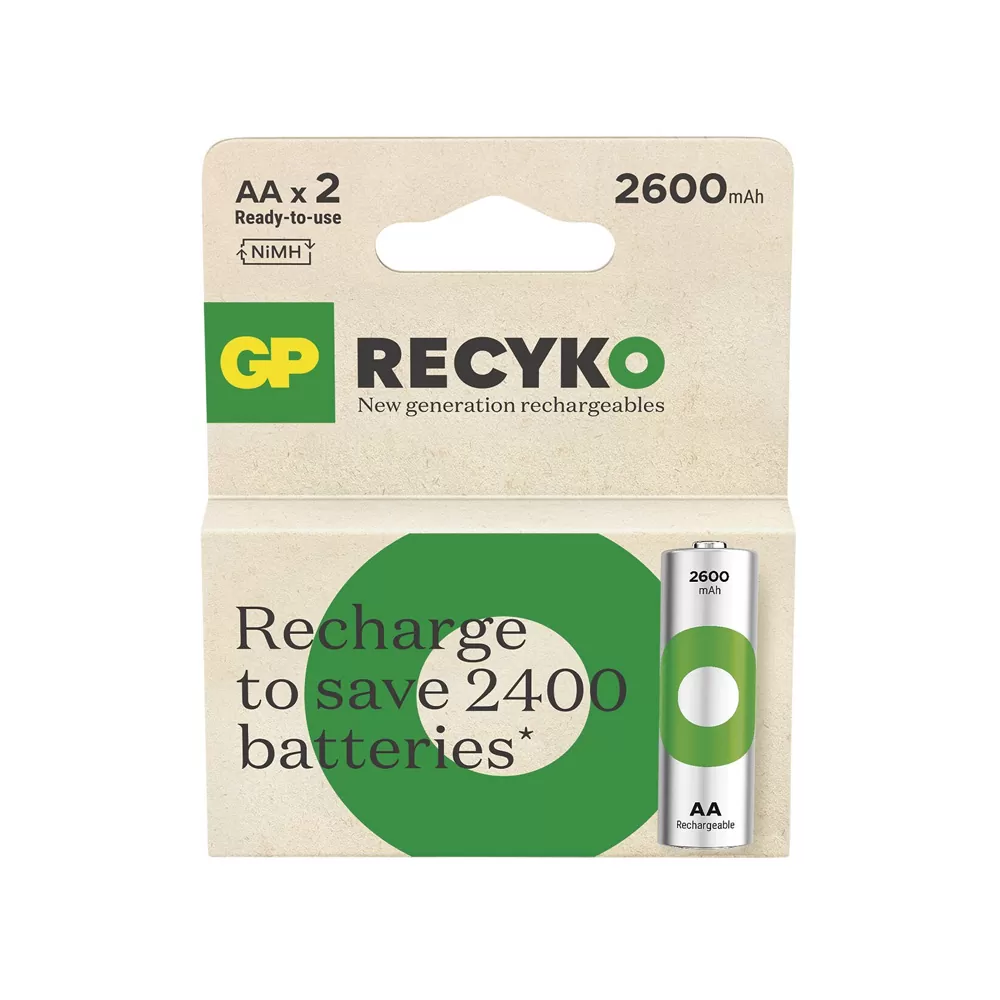 GP ΜΠΑΤΑΡΙΕΣ ΕΠΑΝΑΦΟΡΤΙΖΟΜΕΝΕΣ AA/R6 1.2V 2600mAh NIMH RECYKO READY TO USE 2/BLISTER