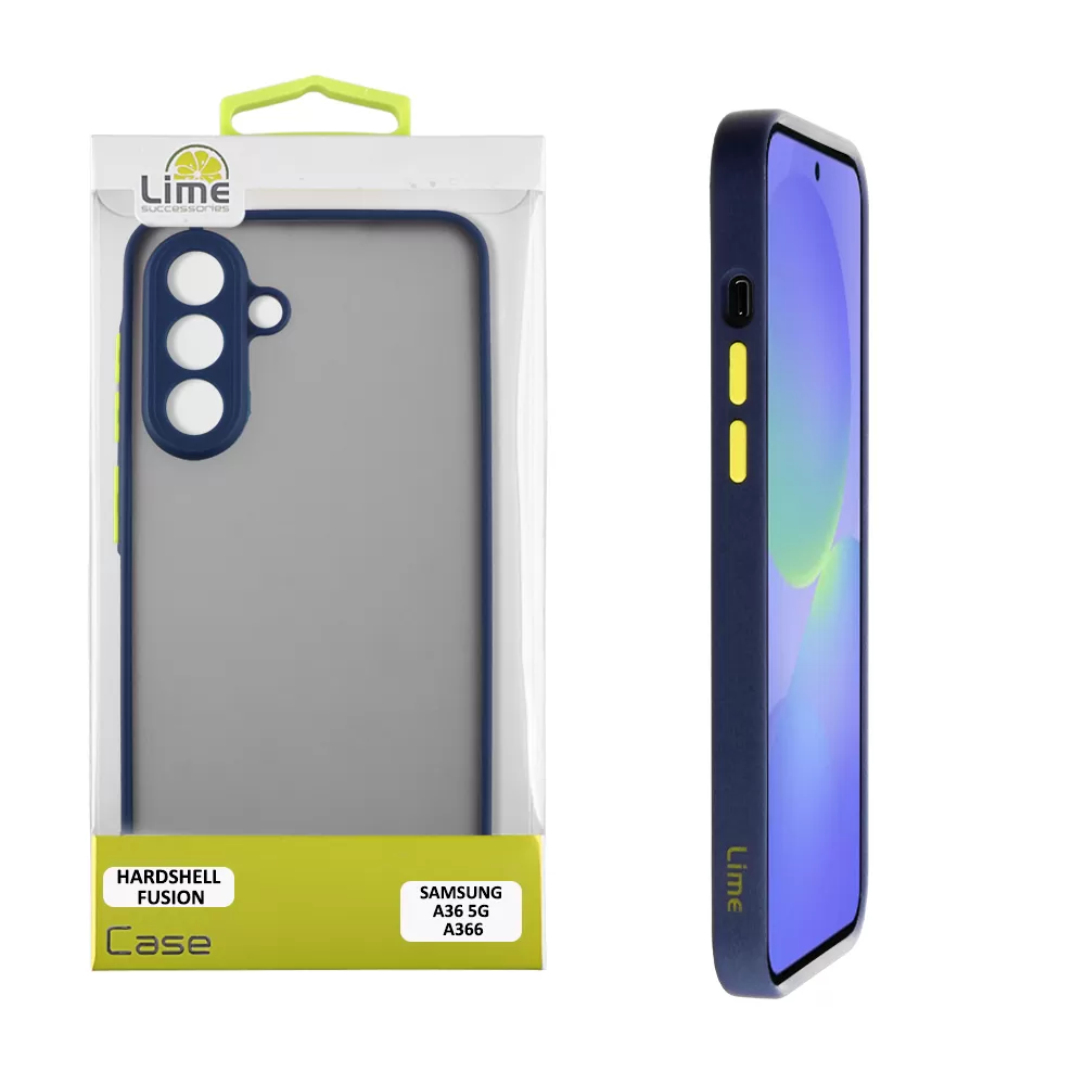 LIME ΘΗΚΗ SAMSUNG A36 5G A366 6.7" HARDSHELL FUSION FULL CAMERA PROTECTION BLUE WITH YELLOW KEYS