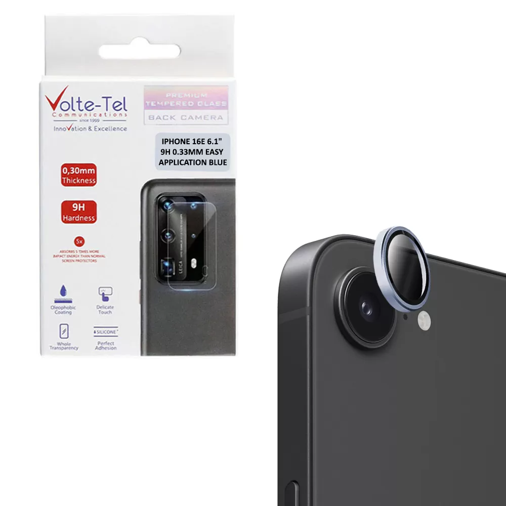 VOLTE-TEL CAMERA GLASS COVER IPHONE 16E 6.1" 9H 0.33MM EASY APPLICATION BLUE