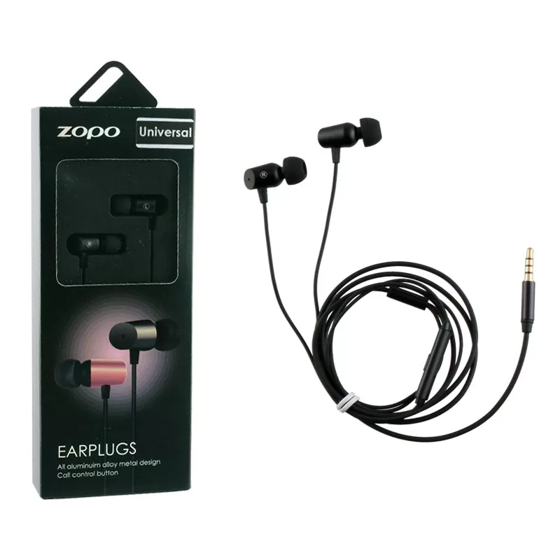 HANDS FREE STEREO ZOPO ER17B UNIVERSAL 3.5mm ALUMINIUM BLACK 1.2M PACKING OR